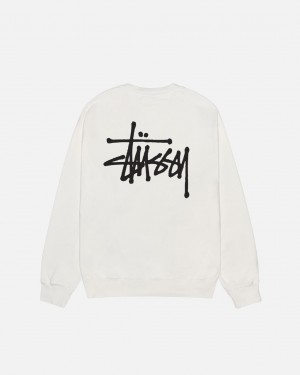 Beige Men's Stussy Basic Stüssy Pigment Dyed Crew Sweatshirts | GKI-4965