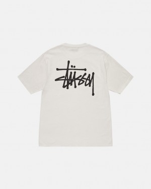 Beige Men's Stussy Basic Stussy Tees | PRC-3505