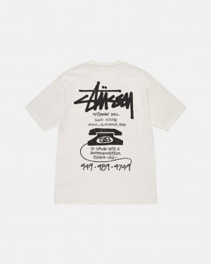 Beige Men's Stussy Old Phone Tee Pigment Dyed Tees | XYH-6845