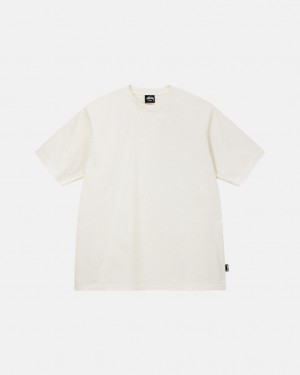 Beige Men's Stussy Pigment Dyed Crew Tees | JTG-2917