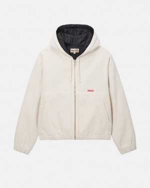 Beige Men's Stussy Work Jacket Insulated Canvas Jackets | SYO-5372