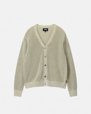 Beige Women's Stussy Loose Gauge Cardigan Sweaters | XSK-1066