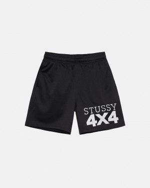 Black Men's Stussy 4X4 Mesh Shorts | IOL-0352