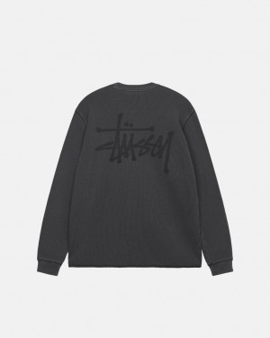 Black Men's Stussy Basic Stock Ls Thermal Tops | MYM-0724