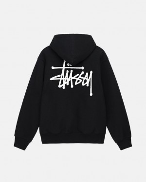 Black Men's Stussy Basic Stussy Hoodie | UNA-3266