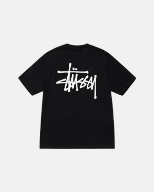 Black Men's Stussy Basic Stussy Tees | PSL-2660