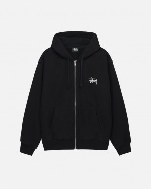 Black Men's Stussy Basic Stussy Zip Hoodie | LYL-7930