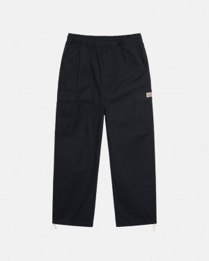 Black Men's Stussy Beach Pant Ripstop Cargo Pants | ZMD-6343