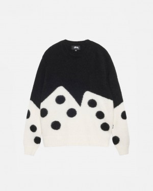 Black Men's Stussy Dice Fuzzy Crew Sweaters | BNR-9661