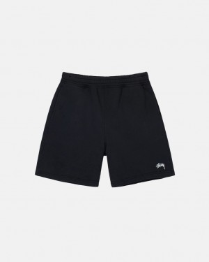 Black Men's Stussy Overdyed Stock Logo Sweat Shorts | QND-9501