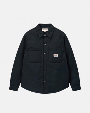 Black Men's Stussy Padded Tech Over Shirt Jackets | YQZ-0058