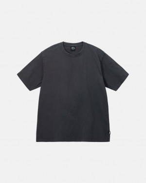 Black Men's Stussy Pigment Dyed Crew Tees | HMS-0870