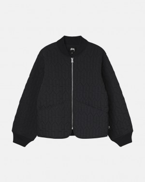 Black Men's Stussy S Quilted Liner Jackets | QSW-0636