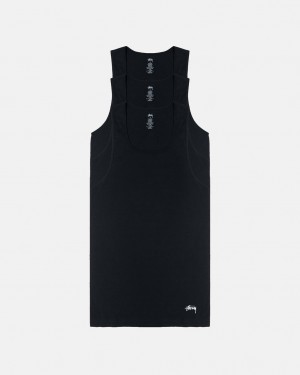 Black Men's Stussy Stussy Tank Undershirt Shirts | YAC-4781