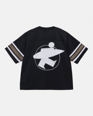 Black Men's Stussy Surfman Mesh Football Jersey Tops | NMM-3133