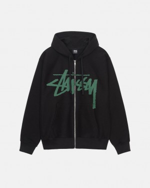 Black Men's Stussy Venus Zip Hood Sweatshirts | PHR-0154