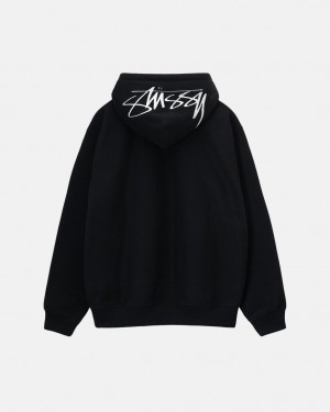 Black Women's Stussy Back Hood Applique Hoodie | VFO-0907