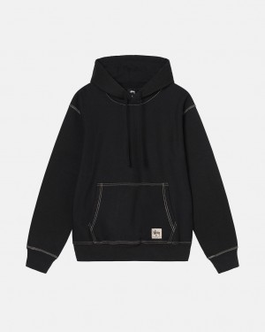 Black Women's Stussy Contrast Stitch Label Hoodie | OBQ-0728