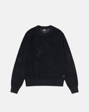 Black Women's Stussy Pigment Dyed Loose Gauge Knit Sweaters | VYE-6212