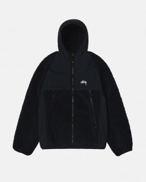 Black Women's Stussy Sherpa Paneled Hooded Jackets | QIM-3262