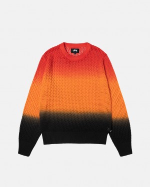 Black / Red Men's Stussy Pigment Dyed Loose Gauge Knit Sweaters | UMM-2954