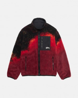 Black / Red Men's Stussy Sherpa Reversible Jackets | MGK-7417