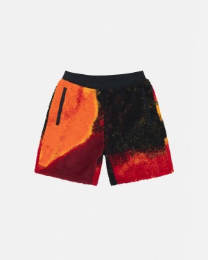 Black / Red Men's Stussy Sherpa Shorts | HWU-9623