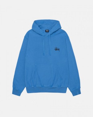 Blue Men's Stussy Basic Stussy Hoodie Pigment Dyed Hoodie | YXY-3522