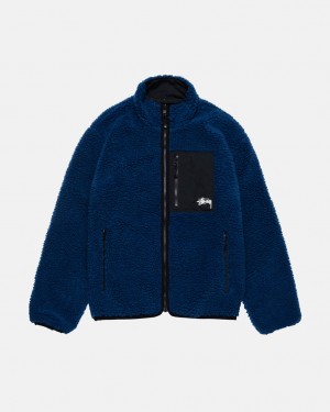 Blue Men's Stussy Sherpa Reversible Jackets | NVW-0978