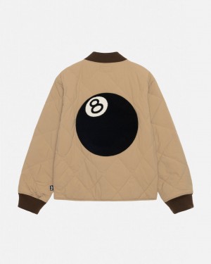 Brown Men's Stussy 8 Ball Quilted Liner Jackets | EPU-9627