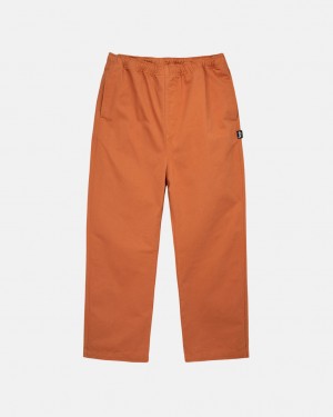 Brown Men's Stussy Brushed Beach Pants | ZAF-4841