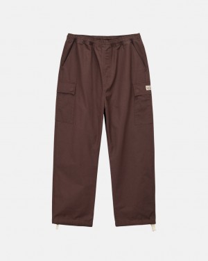 Brown Men's Stussy Ripstop Cargo Beach Pants | EGX-7933