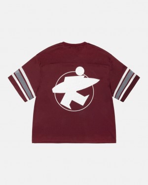 Burgundy Men's Stussy Surfman Mesh Football Jersey Tops | RXX-7595