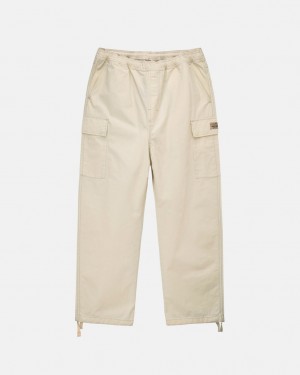 Cream Men's Stussy Beach Pant Ripstop Cargo Pants | MKA-6291