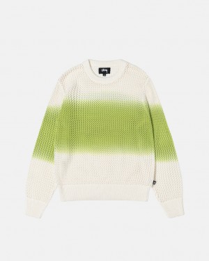 Dark Green Men's Stussy Pigment Dyed Loose Gauge Knit Sweaters | IPC-1344