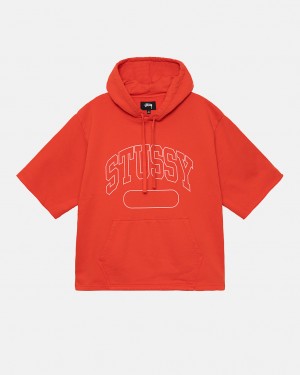 Deep Orange Men's Stussy Ss Boxy Cropped Hoodie | BUE-9134