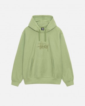 Green Men's Stussy Basic Applique Hood Sweatshirts | UCO-5221