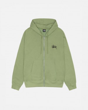 Green Men's Stussy Basic Stussy Zip Hood Sweatshirts | KND-7727