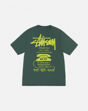 Green Men's Stussy Old Phone Tee Pigment Dyed Tees | JBE-1053