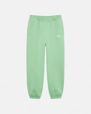 Green Men's Stussy Stock Logo Sweatpants | CLM-3392