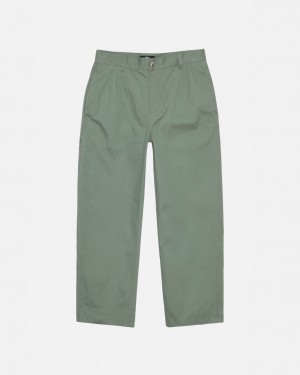 Green Men's Stussy Workgear Trouser Twill Pants | RSE-3275