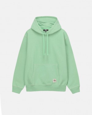 Green Women's Stussy Contrast Stitch Label Hood Sweatshirts | QAU-7356