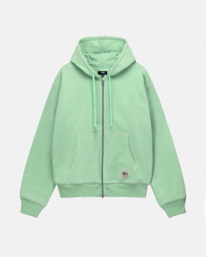 Green Women's Stussy Double Face Label Zip Hoodie | EWP-5729