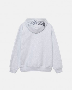 Grey Men's Stussy Back Hood Applique Hoodie | AED-8454