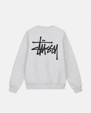 Grey Men's Stussy Basic Stussy Crew Sweatshirts | FGO-8353