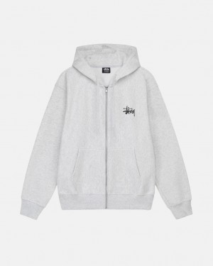 Grey Men's Stussy Basic Stussy Zip Hoodie | JJC-8242