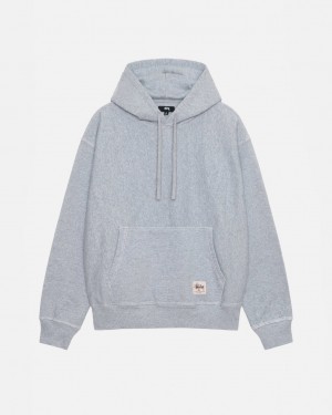 Grey Men's Stussy Contrast Stitch Label Hoodie | PEN-1579