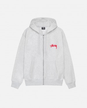 Grey Men's Stussy Skate Tough Zip Hoodie | GFL-9430