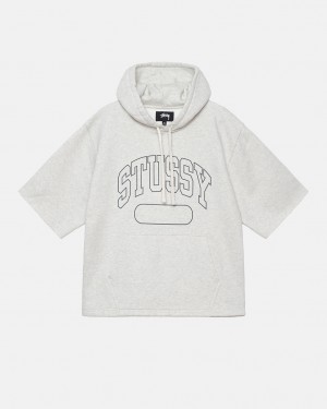 Grey Men's Stussy Ss Boxy Cropped Hoodie | SKS-2847