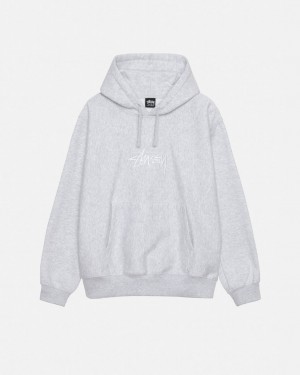 Grey Men's Stussy Stock Logo Applique Hoodie | VIQ-5104